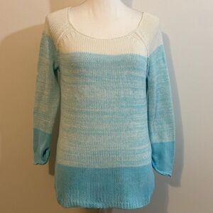 Lilly Pulitzer Blue & White Stripe Cotton Knit Scoop Neck Sweater - Size Medium